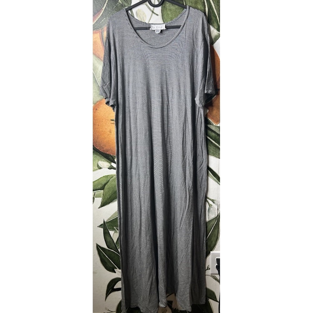 J Jill Vintage XL Striped Black & White Short Sleeve Maxi Dress Casual Wear